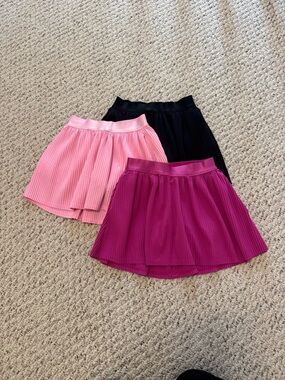 all in motion Pink, Magenta & Black Pleated Skirt Trio